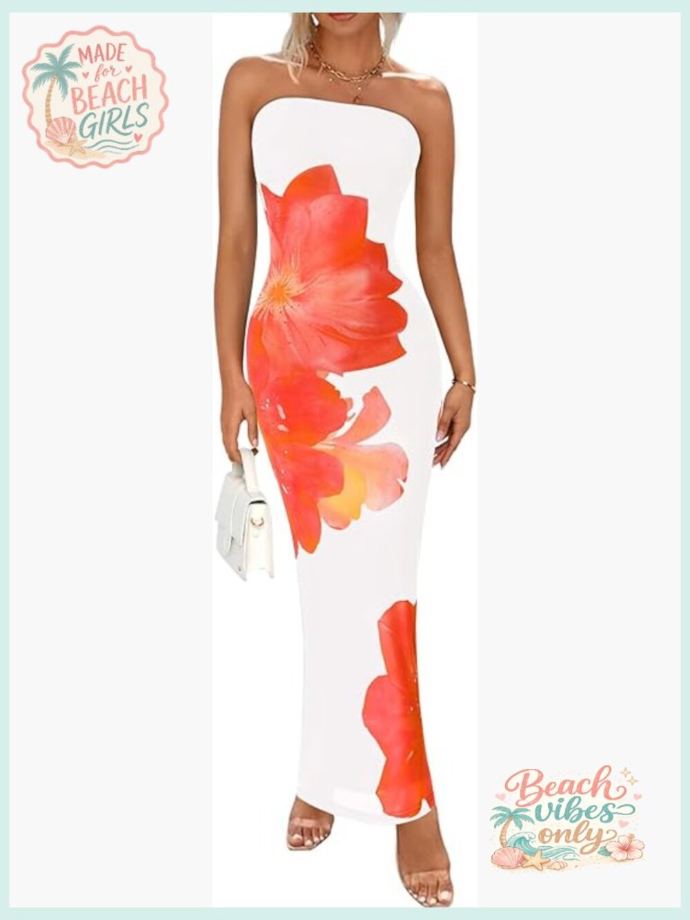 Strapless Floral Maxi Dress Bodycon Wedding Guest Formal Tube Mesh